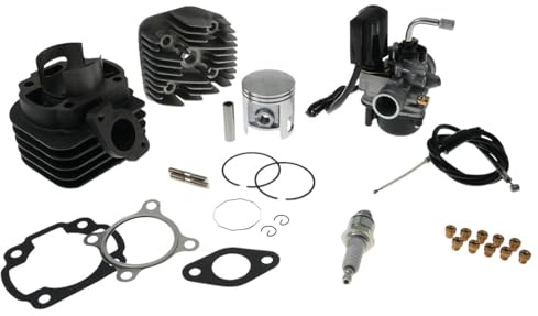 2EXTREME Zylinderkit 70ccm Sport, Vergaser kompatibel mit MBK Fizz 50 2T AC | Minarelli liegend AC; 17,5mm Vergaser E-Choke, BR9HS Zündkerze, Hauptdüsen 6mm 80-125; kompatibel mit YAMAHA Axis 50 2T AC