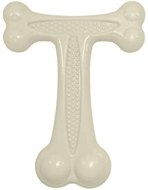 SimpleDog Doggie Dooley T-Bone Heavy Duty Dog Chew Toy for Aggressive Chewers, White, USA Made Nylon, Large