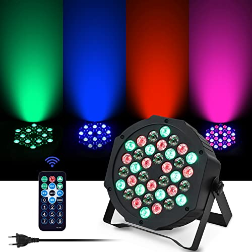 LED Par Strahler 36 LED 72W Discolicht Partylicht RGB DMX512 mit Fernbedienung, Bühnenlicht 7 Lichtmodi DJ licht für Party Bar Stage Feste Show