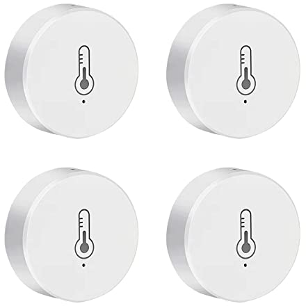 ZigBee Digital Thermometer Hygrometer, Mini Smart Temperatur & Feuchtigkeitssensor mit App Fernbedienung,Raumthermometer luftfeuchtigkeitsmesser mit Alexa Google Home für Home Büro Gewächshaus 4 Stück