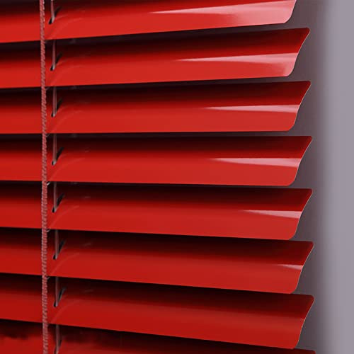X1NGFU Aluminum Venetian Blinds,Metal Window Blinds,Roman Curtains,Privacy Window Shutter,Light Filtering Blackout Blind,Slats Curtains,Anti-UV,for Home Office,Customizable,red (W90xH140cm (36x55in))