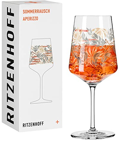 RITZENHOFF 2841015 Aperitif-Glas 500 ml - Serie Sommerrausch Nr. 15 - Aperizzo-Glas Laub-Motiv Grün - Made in Germany