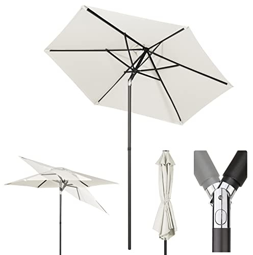 Sekey® 180cm Sonnenschirm | Gartenschirm für Terrasse,Balkon & Garten,Windfest Kippbar Creme UPF 50+ Rund