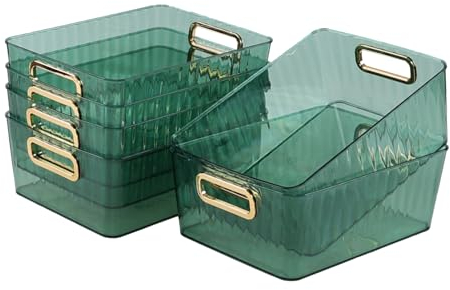 Oymlclivisa 6 Pack Plastic Clear Storage Basket Bins, Cosmetic Storage Bin