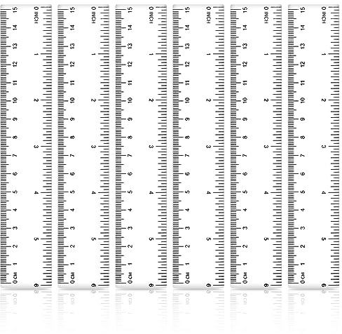 6 Stück Kunststoff Lineal 15cm Transparent Präzision Lineal mit Metrische&Inch-Skala für Schule Geprägte Zentimeter Einteilung Zuhause Büro