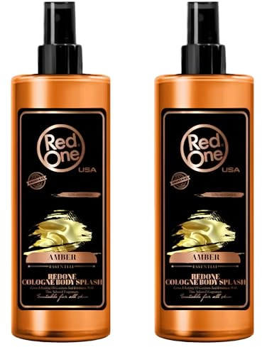 Redone Après-rasage Natural Spray Barber Cologne Amber 2 x 400 ml - Parfum longue durée - Produit de soin de qualité supérieure pour homme - Lot de 2