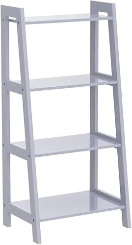 YORKSHIRE HOMEWARE 4 Tier Ladder Shelf | Freestanding Plant Display Stand | 4-Tier Bookshelf, Storage Shelves for Living Room Bedroom Kitchen, Balcony, H90cm x W43cm x D30cm (Grey)