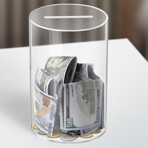 Acrylic Clear Money Box Piggy Bank Break To Open, Money Boxes For Adults, Unbreakable Money Bank, Acrylic Savings Box, Money Saving Tin, Money Jar Pot, Money Box Tin You Cant Open