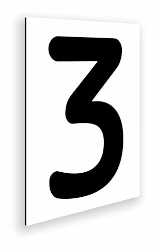 GOYAPRINT Targa per numero civico in alluminio da esterno 18x25 cm per porte aziendali, navi, appartamenti e stanze, grandi numeri neri (numero 3)