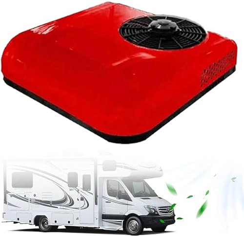 12V/24V RV Roof Top Air Conditioner, Air Conditioner Split Truck Cab Dc Electric Ac Air Conditioner for Semi Trucks Bus Caravan Mini Split Rv Air Conditioner for RV Caravan Heavy Trucks,Red-24V