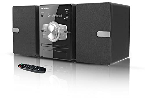 Home Stereo System with CD Player, FM Radio, Bluetooth, AUX in, USB in, Earphone Jack, Remote Control Included, 30W HiFi Shelf Stereo System