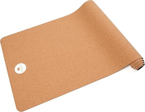 BON Yoga Matte – 100% Kork und Naturkautschuk, rutschfest, Pilates- und Fitnessmatte für Zuhause und Studio, extra Grip für Hot Yoga, komfortable Trainingsmatte, 183 x 61 x 0,4 cm, 2,7 kg
