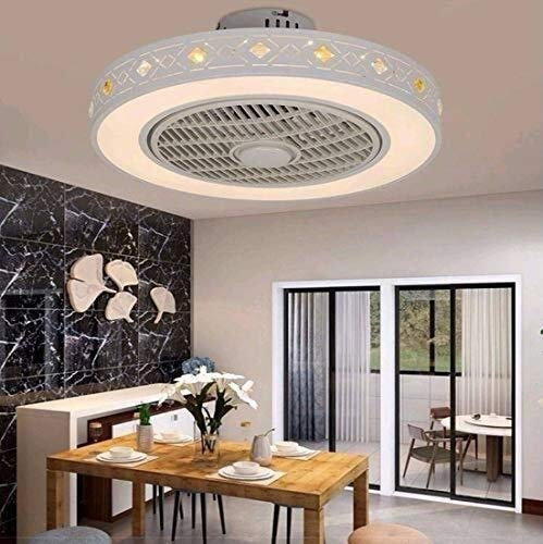 Lámpara de techo LED con ventilador de 40 W, moderna lámpara de techo con iluminación, control remoto, regulable, ajustable, silenciosa, para sala de estar, dormitorio, habitación infantil, luz de