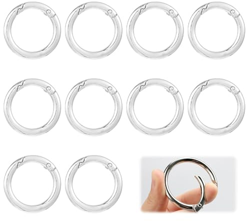 HAFRILY 10 Stück Karabiner Rund 45mm, Runde Karabiner Ring Schnappschnalle Taschenringe Large Karabinerhaken Rund für Schlüsselanhänger, Taschen, DIY-Bastelarbeiten, Hakenzubehör 45mm