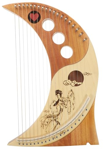19-saitige Holzharfe aus Zedernholz als Handharfe, 1 Satz | Inklusive Ersatzsaiten und Plektrum Box, Tragbar und Leicht, für Kinder und Einsteiger Zufällige Farbe