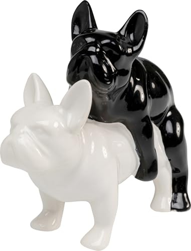 KARE Design figura decorativa Love Dogs, nero/bianco, motivo cani, idea regalo amanti cane, animali porecellana, decorazione divertente, pop art, 18 cm, Bianco/Nero