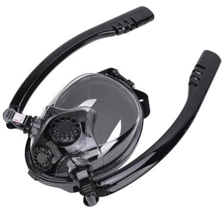 Tauchmaske, 360 ° Rotierende Schnorchelrohr Tragbare Schnorchelbrille Volles Gesicht Zum Schnorcheln (Black)
