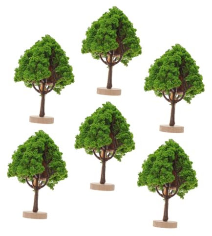 HEMOTON 6 Pièces Arbres de Rue simulés modèle d'arbre de Simulation Arbres Miniatures Arbres modèles Arbres pour maquettes décor Naturel modèle de Mini Arbre Plantes simulées Bois Green