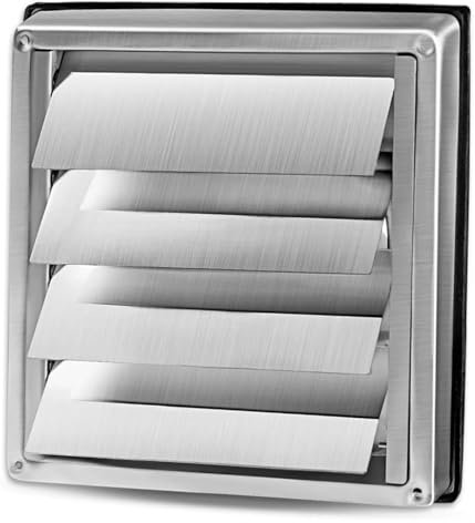 Generic Volet d'aération mural en acier inoxydable de 1,2 cm, grille d'aération avec persienne anti-retour pour ventilateurs de salle de bain et de cuisine (150 mm)