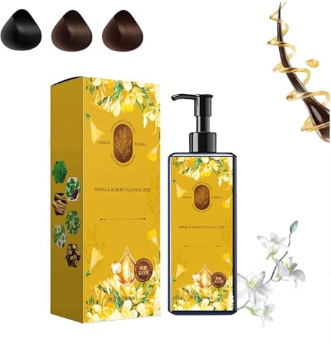 Nourishing Haarfarbe auf Pflanzenbasis, 300ML Haarfarbe Shampoo auf Pflanzenbasis mit Nährenden Fruchtölen, Nourishing Herbal Hair Dye für Männer und Frauen Graues Haar (Dark Brown, 300ml)