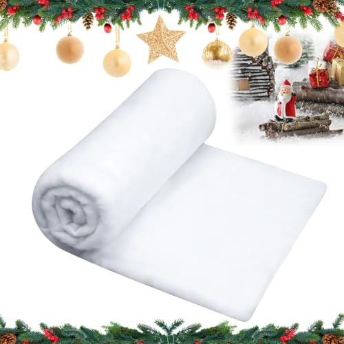 QIMMU Schneematte Deko,Schneedecke 200x80 cm,Schneedecke Deko Weihnachten,Kunstschnee Matte,Deko Schnee,Schnee Deko Weihnachten,Ideal Für Weihnachtsbaum,Weihnachtsdorf,Weihnachtsdeko Fensterbank