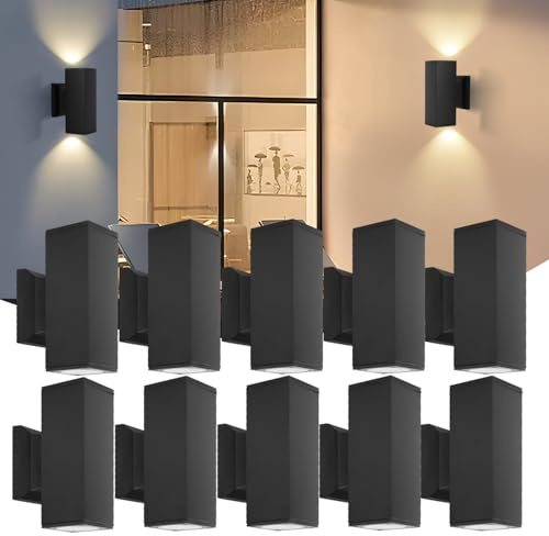 Aigostar Applique da Esterno GU10 - Lampade da Interni ed Esterni - 10 Pezzi in Alluminio Impermeabile IP65, per Patii,Giardini,Corridoi,Balconi,Vialetti, Lampadina Non Inclusa, Nero
