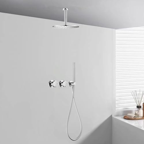 BiaoTeng Alcachofa de Ducha Empotrada Techo agua Fría y Caliente Laton Conjunto de Ducha Empotrado Cromada
