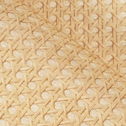 FunStick Papier Peint Mural Salon Bois Rotin Brun Papier Adhesif pour Meuble Chambre Rouleau Adhesif Decoratif pour Meuble Effet Bois Papiers Peints Autocollant Cuisine Imitation Canne Rotin 30CMx5M