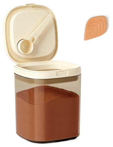 Holyenten Airtight Brown Sugar Container with Clay Disc - 1.2 Qt (1200 ml) Glass Jar, Moisture Proof Storage Keeps Sugar Soft - Includes 1 Clay Disc & Spoon for Flour, Coffee, Dry Food, Sugar