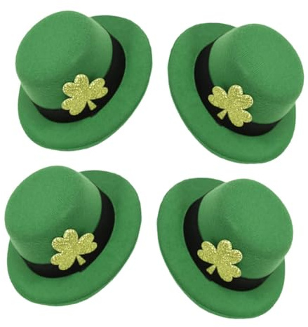 OUNONA 4 Stück Pack Grüne Haarspangen mit Zylinderhut und Kleeblatt Haarschmuck zum St Patrick'S Day für Familie und Freunde Festliche Irische Accessoires
