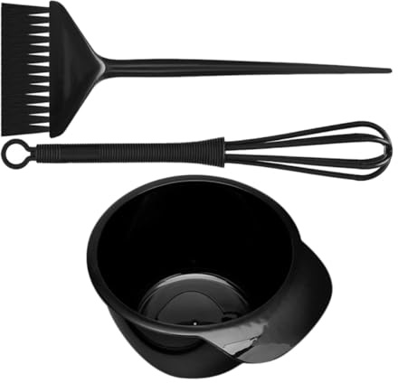 MUCKLILY Hair Dye Mixing Bowl and Salon Hair Coloring Brush Set 3pcs Black for and Salon Use