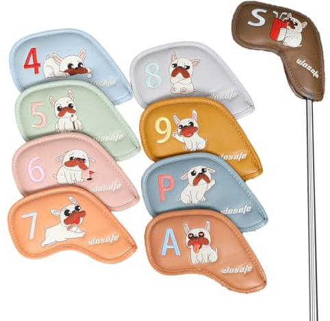 Coperture in ferro per mazze da golf, in pelle PU, protettivi per cani in stile cartone animato, per mazze da golf, per auto, guida, gioco, pratica, casa, cortile, sport, ricreazione