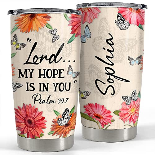Gobelet De Voyage Avec Paille Et Couvercle Thermos Acier Inoxydable Mug Isotherme Pour Ami Maman Collègue 590 Ml Gobelet Personnalisé Avec Fleurs Et Nom Personnalisé, Cadeau Chrétien Artistique