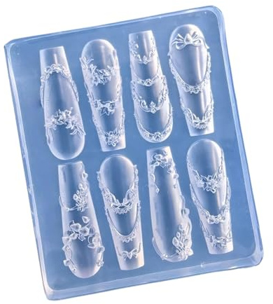 Moule à ongles en silicone avec motifs amovibles pour manucure créative et décoration d'ongles