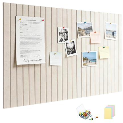 Cork Board 36 x 24 inch Decorative Felt Notice Board Tiles with 60 Pins 30 Self-Adhesive Tabs 100 Memo Sheets Modular Wall Bulletin Board for Home Office Kitchen, Oatmeal