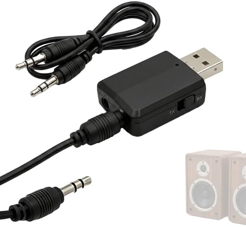 Trasmettitore e ricevitore USB Bluetooth 3 in 1, adattatore audio wireless con porta AUX da 3,5 mm per TV, PC, cuffie, altoparlanti, auto e home stereo, alimentatore di rete USB incluso, funzionalità