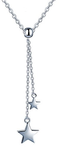 Yumilok 925 Sterling Silber Stern Sternchen Anhänger Halskette Verstellbare Kette mit Anhänger Y-Kette für Damen Mädchen