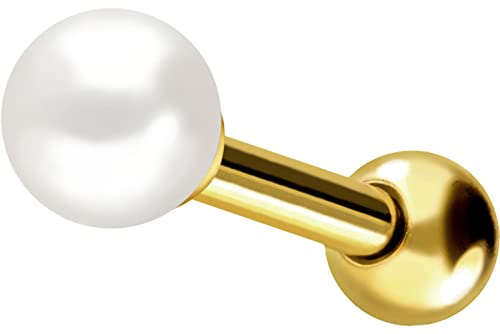 PIERCINGLINE 750er GOLD Ohrpiercing 18 KARAT FRISCHWASSER PERLE Piercing Tragus Helix Conch Gelbgold