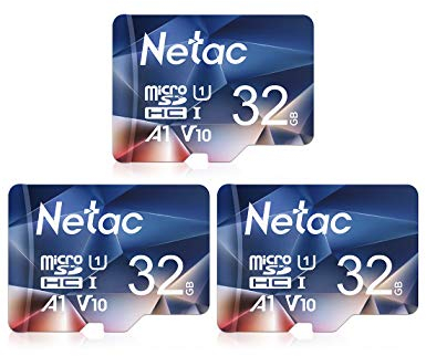 Netac 32G Scheda Micro SD Set da 3, Scheda di Memoria A1, U1, C10, V10, FHD, 600X, UHS-I Velocità fino a 90/10 MB/sec(R/W) Micro SD Card per Telefono, Videocamera, Switch, Tablet