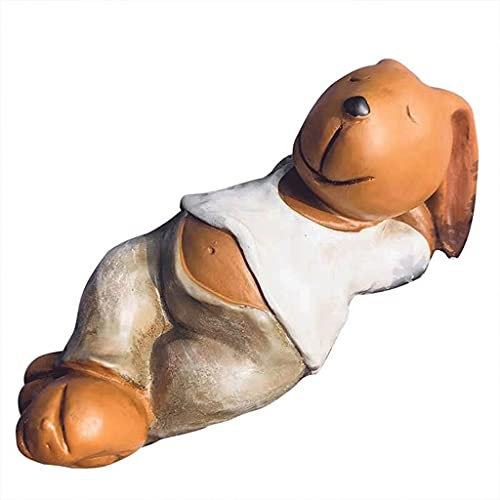 Garten Statuen Gartenskulptur des Schlafenden Kaninchens, Rasendekoration Im Amerikanischen Stil, Kreative Niedliche Gartenverzierungen (Color : Multi-Colored, Size : 30 * 15 * 14cm)