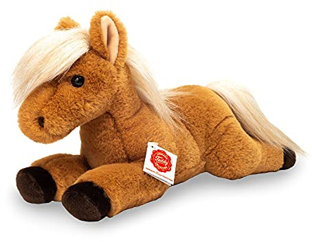 Teddy Hermann 90265 Pferd liegend 34 cm, Kuscheltier | Naturgetreu gestaltet, liebevoll ausgearbeitete Details, ab 18 Monaten, waschbar, Füllung mit recyceltem Polyester