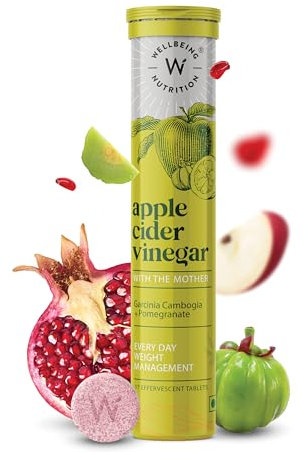 Wellbeing Nutrition Apple Cider Vinegar Effervescent Tablets | with Pomegranate & Garcinia Extract | Vegan | No Sugar | Natural Flavour | 17 Tablets