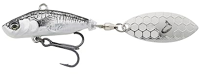 Savage Gear Spinnköder zum Spinnfischen auf Barsch, Rapfen & Hecht 3D Sticklebait Tailspin 7,3cm 13g, Farbe:Black Silver