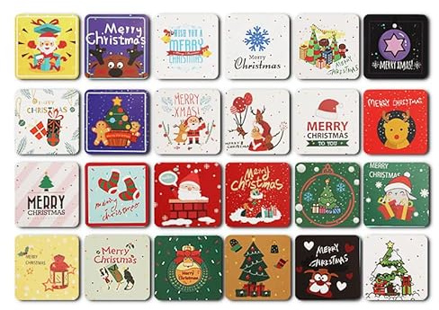 TOYMIS 24 pezzi Biglietti Natale con Busta, 7,6 x 7,6 cm Biglietti Natale Piccoli Biglietti di Auguri di Natale Christmas Cards Colore del Festival Biglietti Divertenti Vacanze per Bambini Famiglia Am