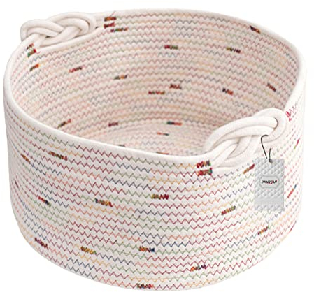 Inwagui Aufbewahrungskorb Geflochtener Baumwollseil Korb Faltbare Aufbewahrungsbox Spielzeug Organizer Baby Windeltasche Kinderzimmer Dekorativer Korb, 30x18 cm, Weiß