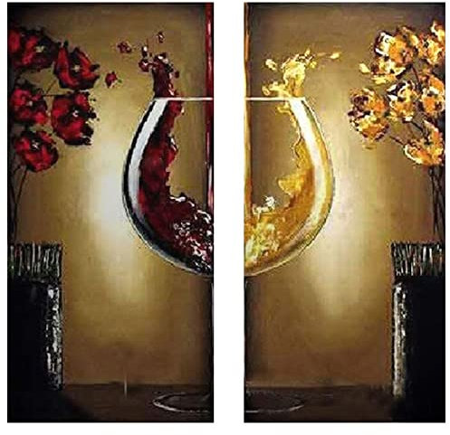Quadro su tela 2 pezzi/set dipinti ad olio astratti in vetro di vino rosso su tela immagine moderna da parete per soggiorno decorazione della parete senza cornice (30x60 cm/11,8 × 23,6 pollici) × 2