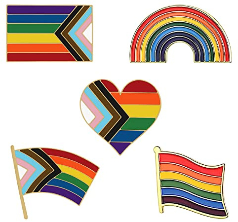 Hillylolly 5 Stück Regenbogen Pins Set - Gay Pin Metall, Anstecker LGBTQ, Pride Brosche, Flagge Anstecker für Kleidung und Blazer