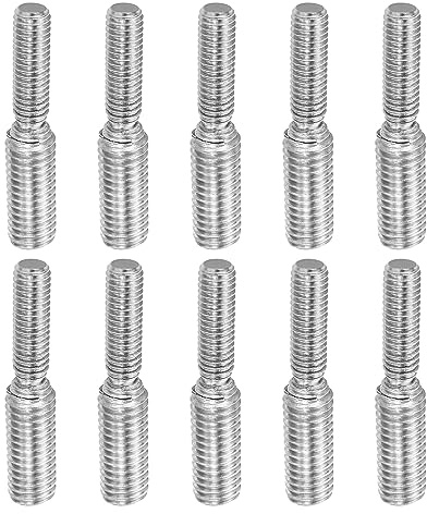 PATIKIL M6x1 à M8x1,25 Double Fin Fileté Goujon Vis Boulon, 10 Paquet 304 Inox Acier Tige Boulons Filetage Réducteur Adaptateur pour Meubles Matériel, 40mm Long