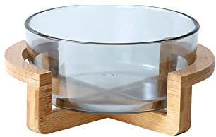 OQHAIR Vassoio guarnito Cesto di Frutta Piatto di Frutta in Vetro con Base in Legno, Insalatiera da Soggiorno Piatto per spuntini per la casa, Ciotola di Frutta Semplice (Colore : Verde,