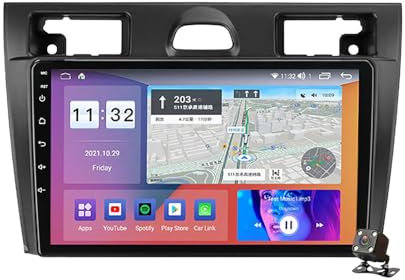 PLOKM Stereo Auto Radio Coche Táctil Autorradio Navegación del Coche Android 12 para Fiesta Mk5 2002-2008 con Dab WLAN Carplay WiFi Bluetooth FM USB DSP RDS
